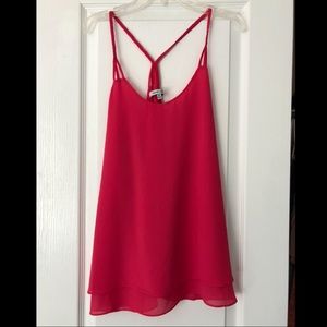 Hot pink tank top with braided straps